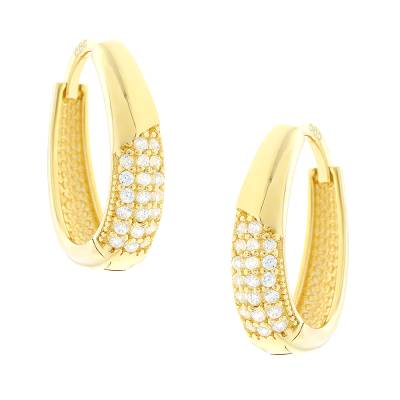 Χρυσά Σκουλαρίκια Κρίκοι με Πέτρες Ζιργκόν 14 Καράτια 5mak.10147or