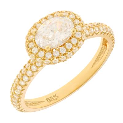 Χρυσό Δαχτυλίδι Ροζέτα με Λευκές Πέτρες 14 Καράτια
