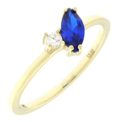 Χρυσό Δαχτυλίδι με Μπλε/Λευκή Πέτρα 14 Καράτια