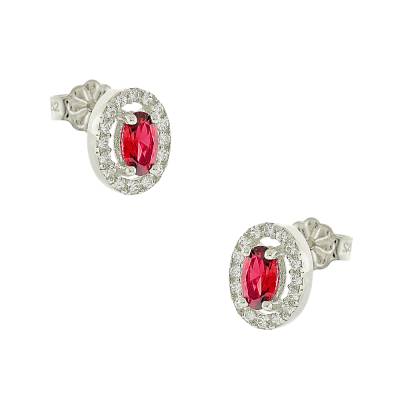 Σκουλαρίκια Ροζέτα με Οβάλ Σχήμα 14 Καράτια 5pe.3252bor