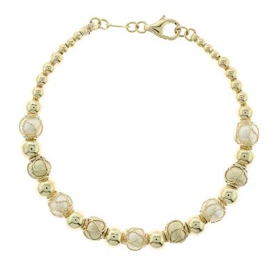 Βραχιόλι Χρυσό με Μαργαριτάρια Κ14 5rg.8042b