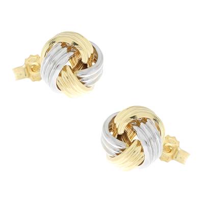 Δίχρωμα Σκουλαρίκια με Κόμπο 14 Καράτια 5tra.8147gbor