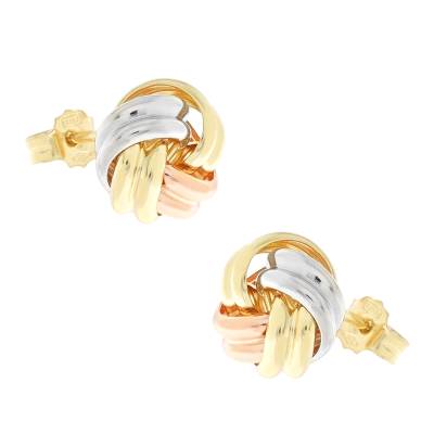 Τρίχρωμα Σκουλαρίκια με Κόμπο 14 Καράτια 5tra.8148or