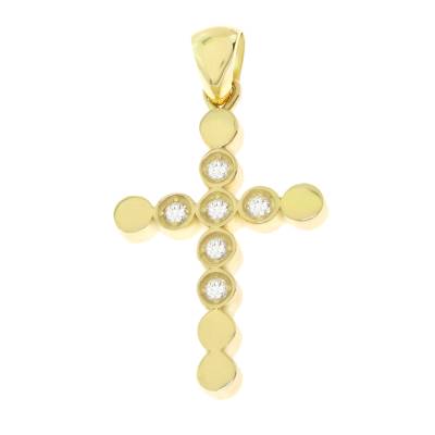 Γυναικείος Σταυρός Κίτρινος με Πέτρες 14 Καράτια
