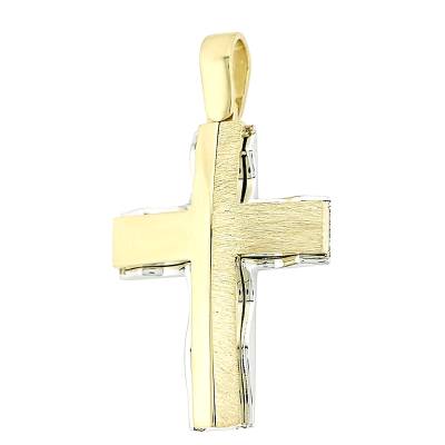 Δίχρωμος Ανδρικός Σταυρός 14 Καράτια 5ΔΟ.194ΣΤ