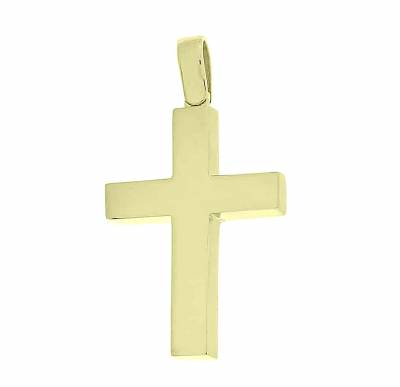 Ανδρικός Σταυρός σε Κίτρινο Χρώμα με Λουστρέ Φινίρισμα 14 Καράτια 5ΔΟ.354ΣΤ