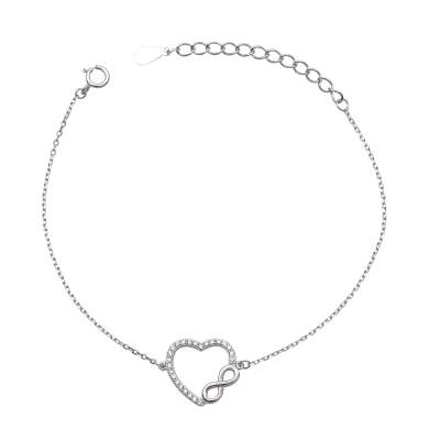 Ασημένιο Βραχιόλι Καρδιά με Άπειρο 925