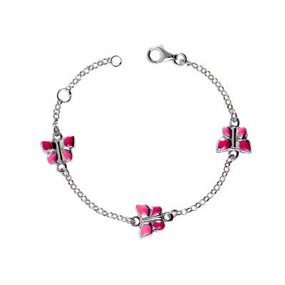 Ασημένιο Παιδικό Βραχιόλι 925 με Πεταλούδες