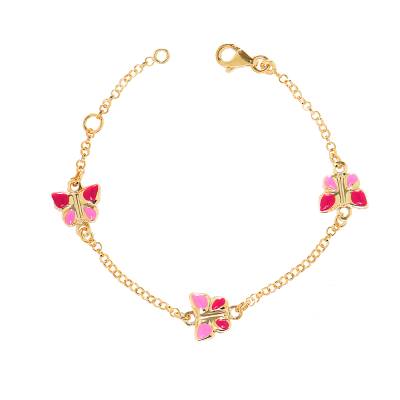 Ασημένιο Παιδικό Βραχιόλι 925 με Πεταλούδες