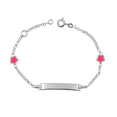 Ασημένια Παιδική Ταυτότητα με Λουλούδια 925