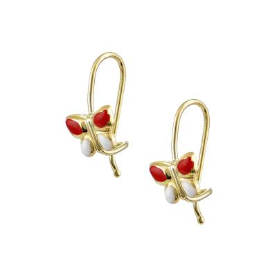 Ασημένιο Κρεμαστό Παιδικό Σκουλαρίκι Πεταλούδα 925