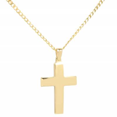 Ανδρικός Σταυρός Βάπτισης Λουστρέ Κίτρινος 9 Καράτια