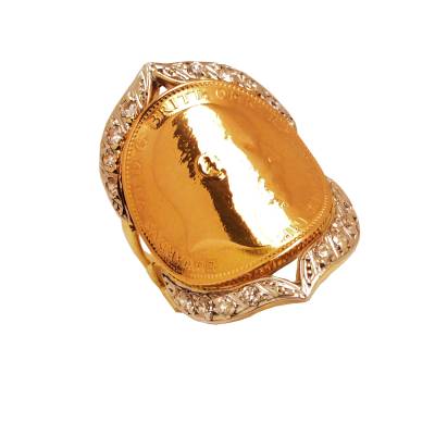 Χρυσό Δαχτυλίδι 14 Καράτια με Λίρα Αγγλίας -  Βασιλιάς Εδουάρδος 1905