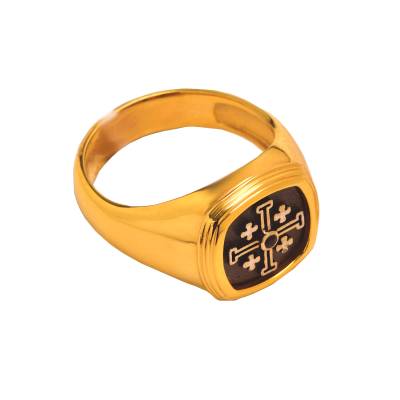 Ανδρικό Δαχτυλίδι Λευκό με Γράμμα14 Καράτια