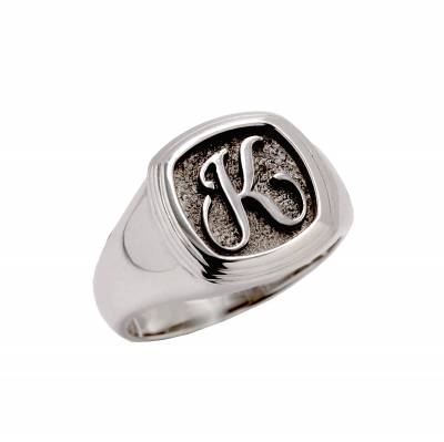 Ανδρικό Δαχτυλίδι Λευκό με Γράμμα14 Καράτια