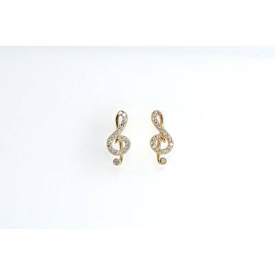 Ασημένια Σκουλαρίκια Νότες με πέτρες ζιργκόν