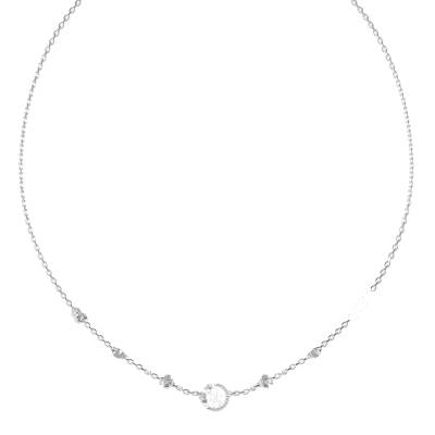 GUESS STEEL 4 LOVE JUBN05038JWRHT/U Κολιέ Ασημένιο Με Λουλούδια