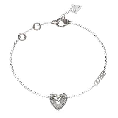 GUESS STEEL BELOVED JUBB05022JWRHL Ασημένιο Με Καρδιά Και Λογότυπο