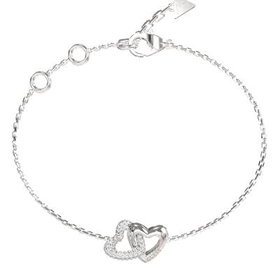 GUESS STEEL BELOVED JUBB06014JWRHL Βραχιόλι Ασημένιο Με Καρδιές