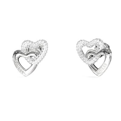 GUESS STEEL BELOVED JUBE06015JWRHT/U Σκουλαρίκια Ασημένιες Καρδιές