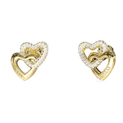 GUESS STEEL BELOVED JUBE06015JWYGT/U Σκουλαρίκια Χρυσές Καρδιές