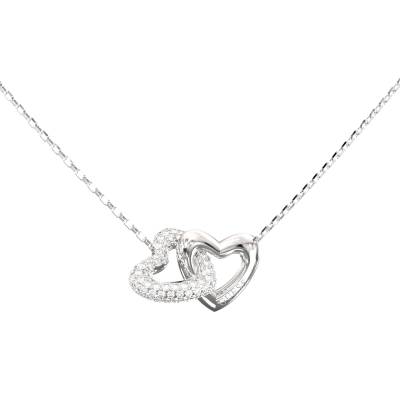 GUESS STEEL BELOVED JUBN06013JWRHT/U Κολιέ Ασημένιο Με Δύο Καρδιές