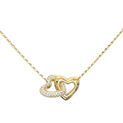 GUESS STEEL BELOVED JUBN06013JWYGT/U Κολιέ Χρυσό Με Δύο Καρδιές