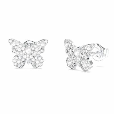 GUESS STEEL BORBOLETA Σκουλαρίκια με Ασημένιες Πεταλούδες JUBE06127JWRHT/U