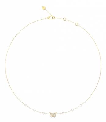 GUESS STEEL BORBOLETA Κολιέ Χρυσό Με Πέρλες Και Πεταλούδα JUBN06125JWYGT/U