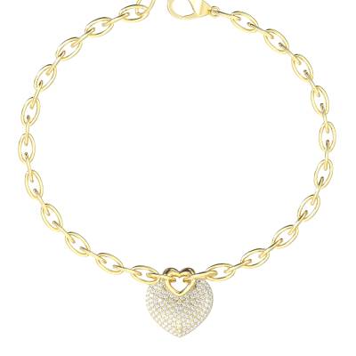 GUESS STEEL CRAZY IN LOVE JUBB05214JWYGL Βραχιόλι Χρυσό Με Καρδιά Με Πέτρες
