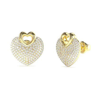 GUESS CRAZY IN LOVE JUBE05213JWYGT-U Σκουλαρίκια Χρυσό Χρώμα Με Καρδιές