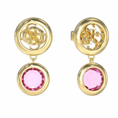 GUESS STEEL PETRA JUBE05098JWYGFCT/U Σκουλαρίκια Χρυσά Με Ροζ Πέτρες