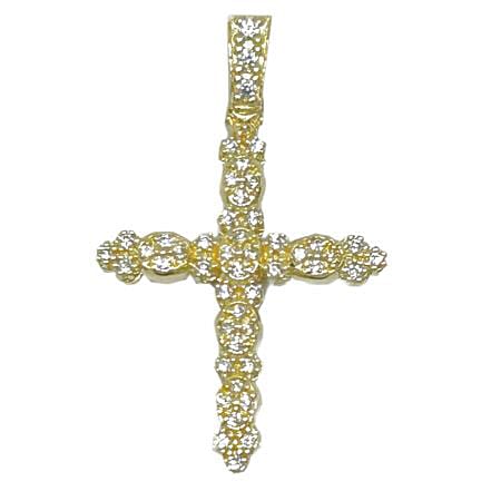 Γυναικείος Σταυρός με Πέτρες Ζιργκόν Κίτρινος 14 Καράτια
