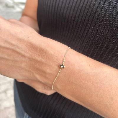 Χρυσό Βραχιόλι 14Κ με Μάτι και Διαμάντι DI=0.02