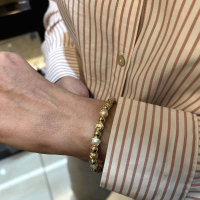 Βραχιόλι Χρυσό με Μαργαριτάρια Κ14 5rg.8042b