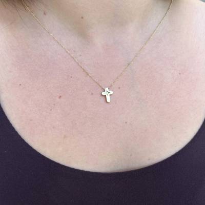 Λευκόχρυσο Κολιέ με Σταυρό και Διαμάντια DIW=0.022 14Κ ΧΚ4993ML