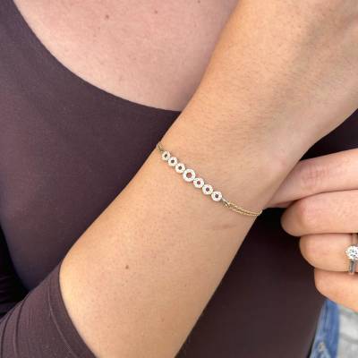 Κολιέ Χρυσό με Σχέδιο Κύκλους και Λευκές Πέτρες 14Κ 5fav.01.480c