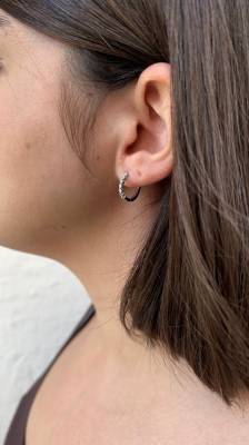 Λευκόχρυσα Σκουλαρίκια Κρίκοι με Πέτρες Ζιργκόν 14 Καράτια