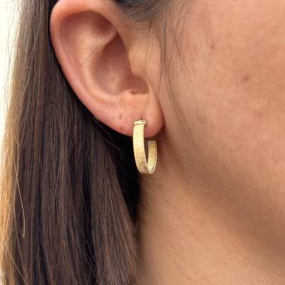 Χρυσά Σκουλαρίκια Κρίκοι με Πέτρες Ζιργκόν 14 Καράτια 5mak.10147or