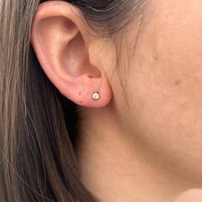 Λευκόχρυσα Μονοπετράκια με Πέτρα Ζιργκόν 9 Καράτια