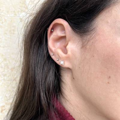 Χρυσά Σκουλαρίκια με Μαργαριτάρια και Πέτρα Ζιργκόν 14Κ