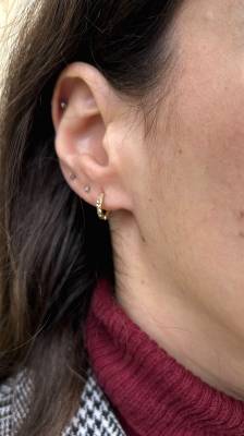 Χρυσά Σκουλαρίκια Κρίκοι με Πέτρες Ζιργκόν 9Κ