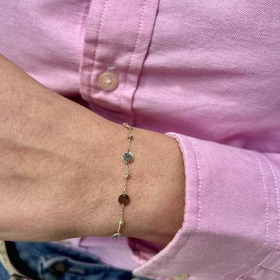 Βραχιόλι Κ9 Χρυσό με Δισκάκια και Μαργαριτάρια 3ni.1020mb