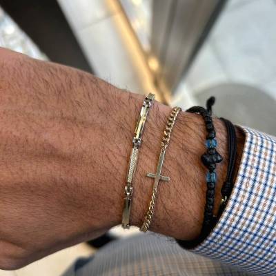 Ανδρικό Βραχιόλι Κίτρινο 9 Καράτια 3db.733b