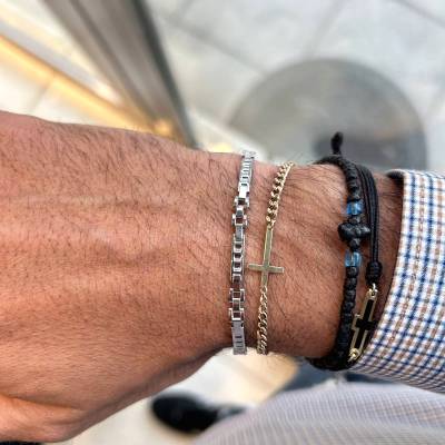 Ανδρικό Βραχιόλι Λευκό 9 Καράτια 3db.01.552bb