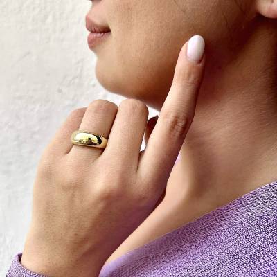 Δαχτυλίδι Λουστρέ Κίτρινο 14 Καράτια 5div.9996r