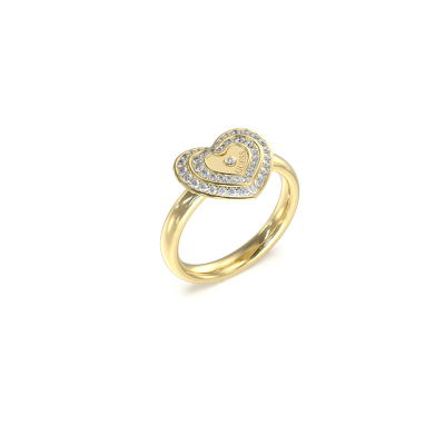 GUESS STEEL AMAMI JUBR04034JWYG56 No.56 Χρυσό Δαχτυλίδι Με Καρδιά Με Πέτρες