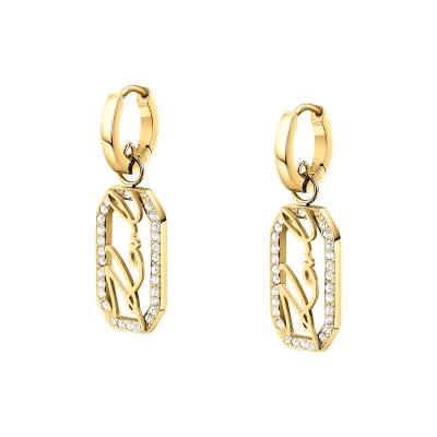 KARL LAGERFELD CRYSTALS Γυναικεία Σκουλαρίκια Χρυσά Με Λογότυπο Και Πέτρες