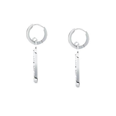 KARL LAGERFELD CRYSTALS Γυναικεία Σκουλαρίκια Ασημένια Με Λογότυπο Και Πέτρες