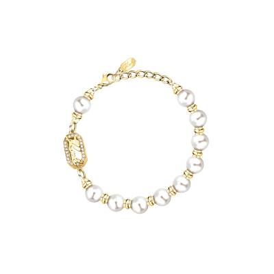 KARL LAGERFELD PEARL Γυναικείο Βραχιόλι Χρυσό Με Πέρλες Και Λογότυπο